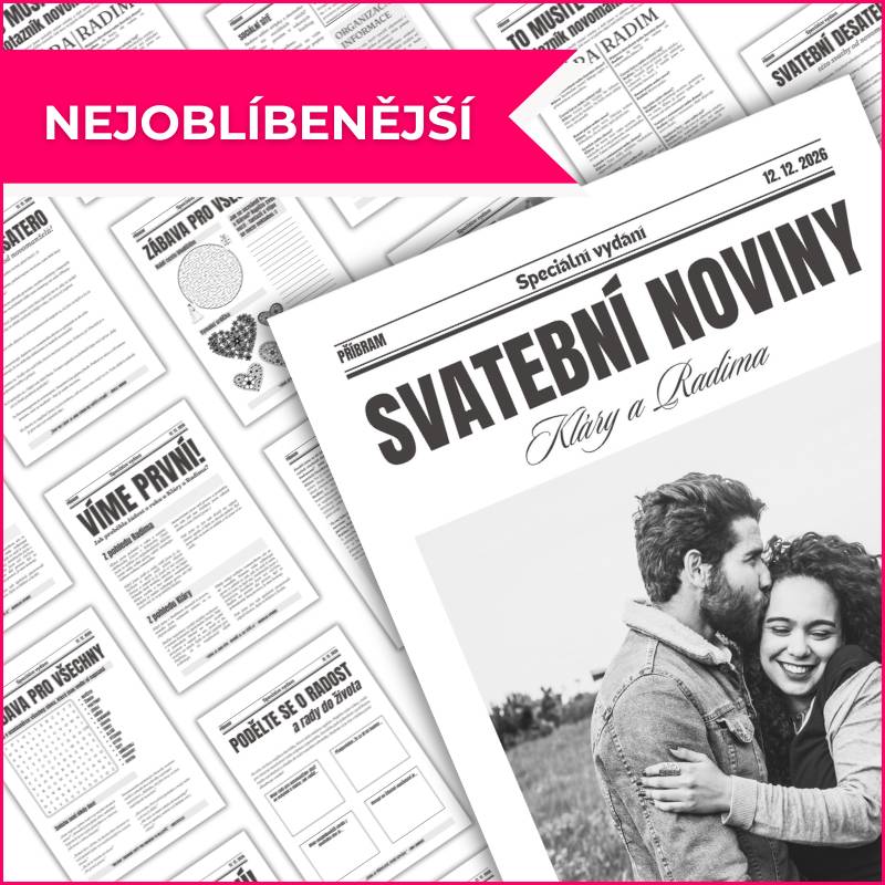 Náhled 16ti stránkové EXCLUSIVE šablony svatebních novin v Canvě